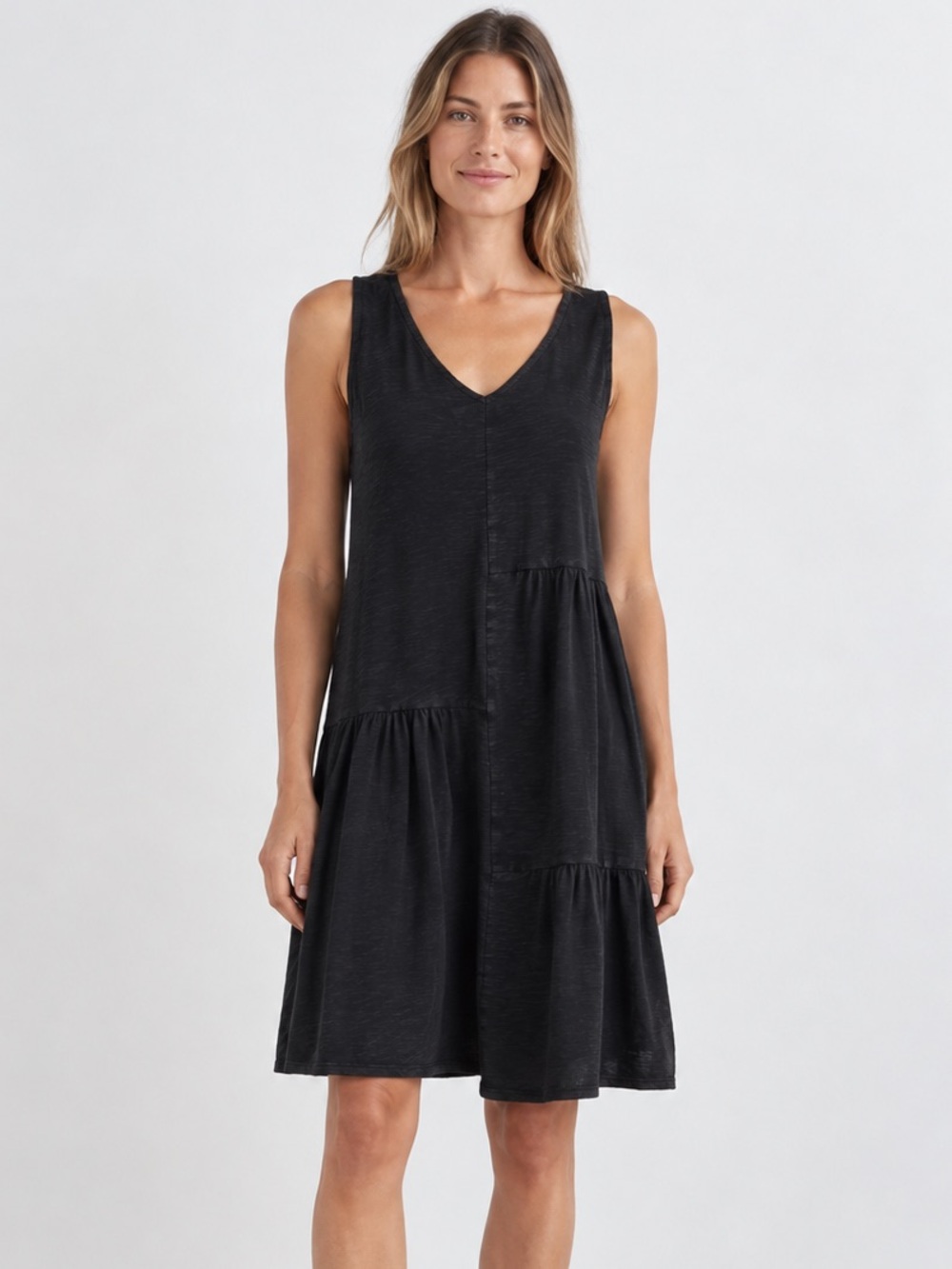Cut Loose Black Linen Patch Dress